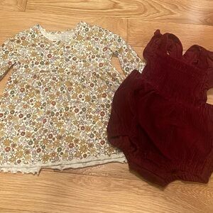 Old Navy Burgundy Romper & Little Co. Floral Dress Set